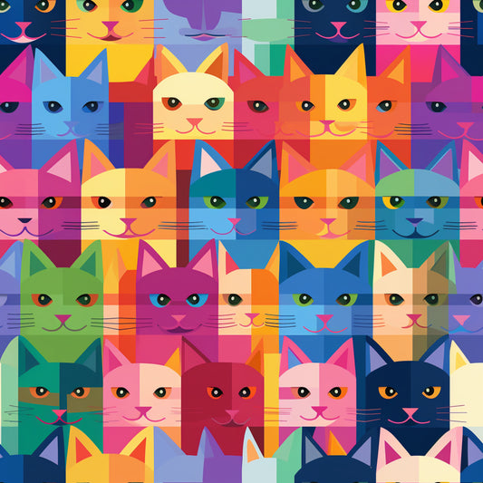 Cat Patchwork Pattern 7 Quilting Cotton Fabric