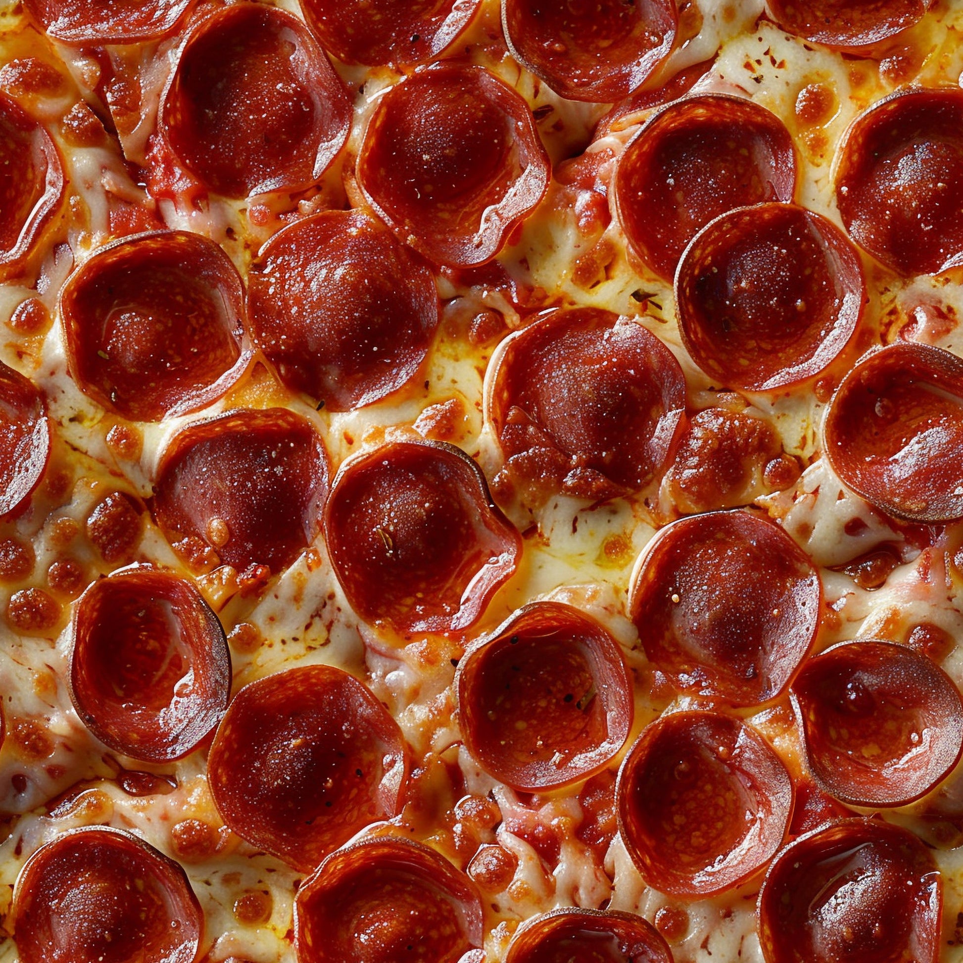 pepperoni pizza, red, orange, white, melted cheese, circular pepperoni, junk food, realistic food, appetizing, greasy texture, italian cuisine, comfort food, quilting cotton, fabric panel, food photography style, savory, restaurant theme, kitchen decor, culinary print, pizza slice