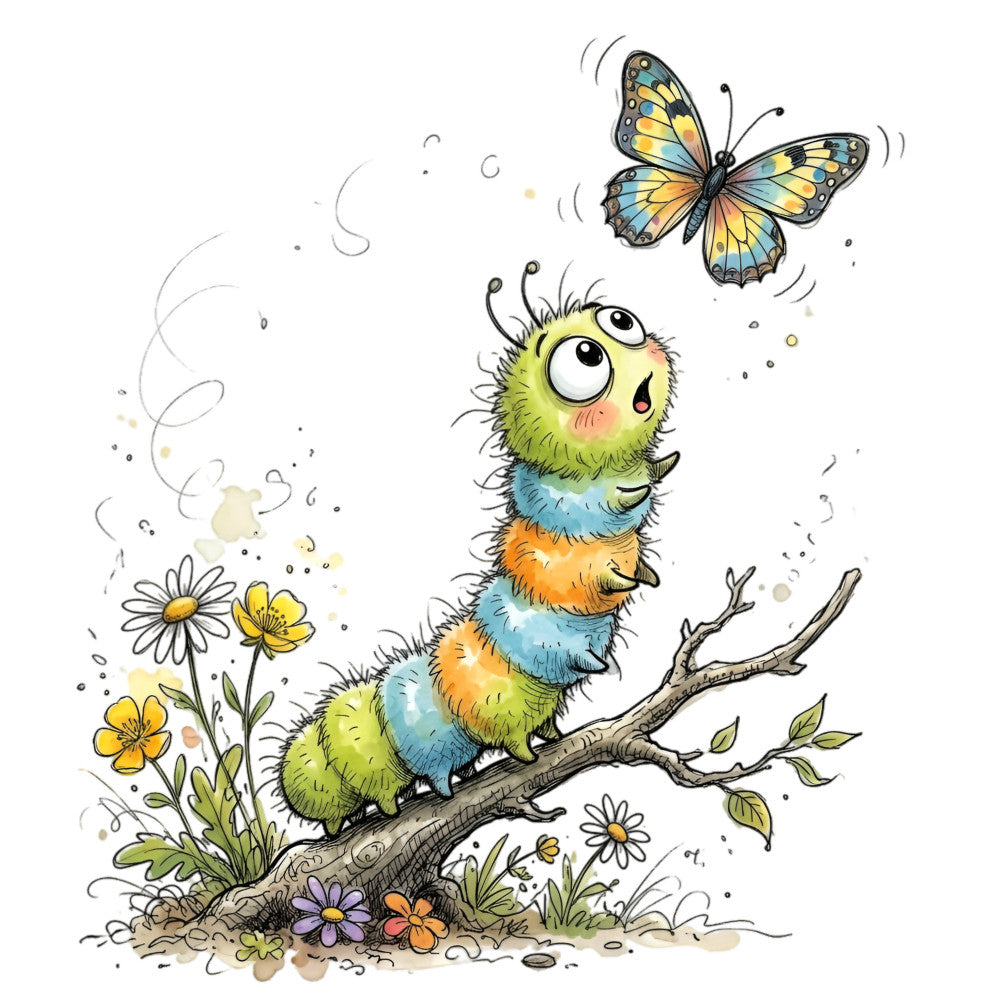 Summer Whimsical Caterpillar Fabric Panel 24