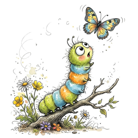 Summer Whimsical Caterpillar Fabric Panel 24