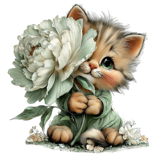 Whimsical Spring Cat Fabric Panel 8