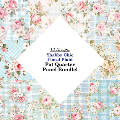 Shabby Chic Floral Plaid Fat Quarter Bundle