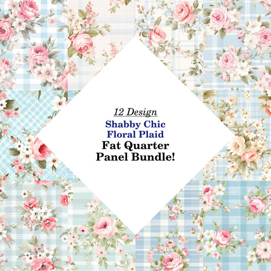 Shabby Chic Floral Plaid Fat Quarter Bundle