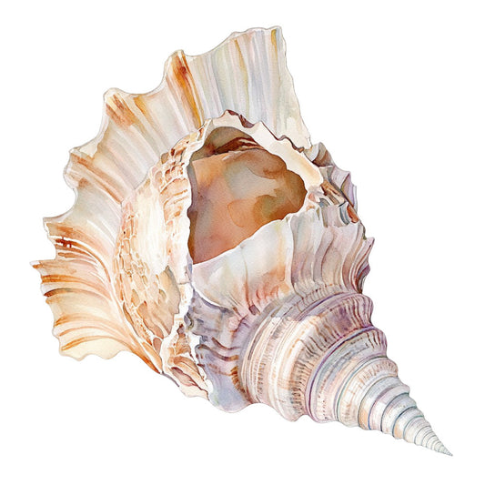 Watercolor Sea Shells Fabric Panel 8