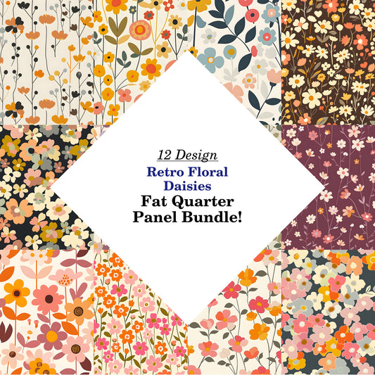 Retro Floral Daisies Fat Quarter Bundle