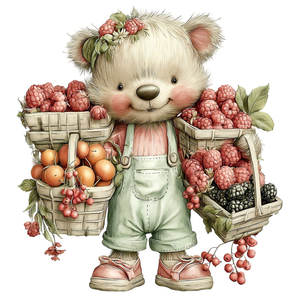 Summer Fruit Basket Animals Fabric Panel 22