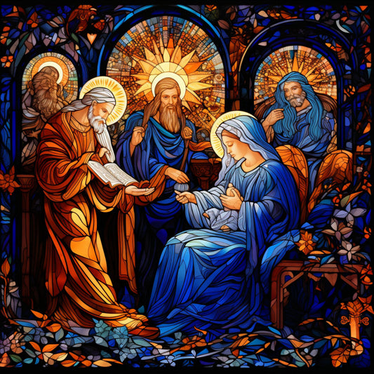 Nativity Stained Glass Fabric Panel 10