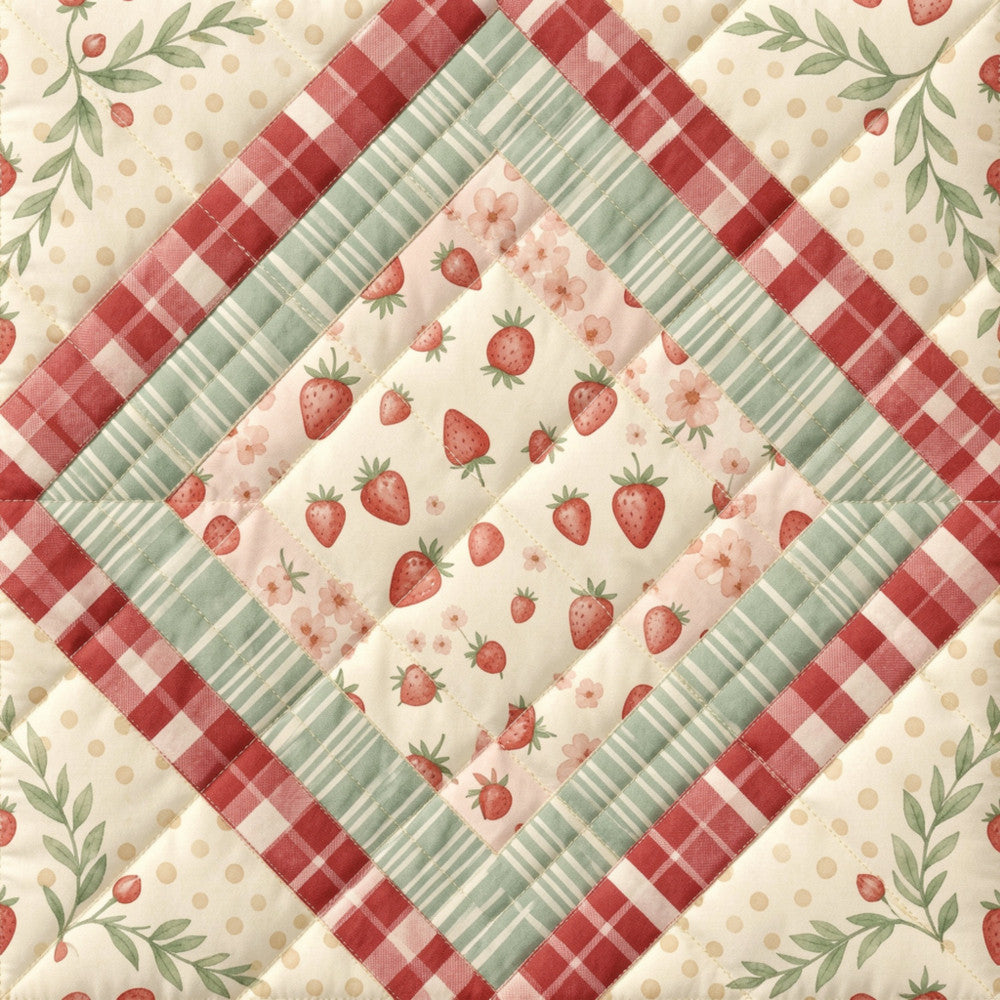 Strawberry Patchwork Fabric Panel 11