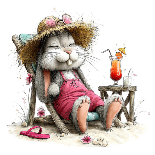 Whimsical Summer Bunny Fabric Panel 24