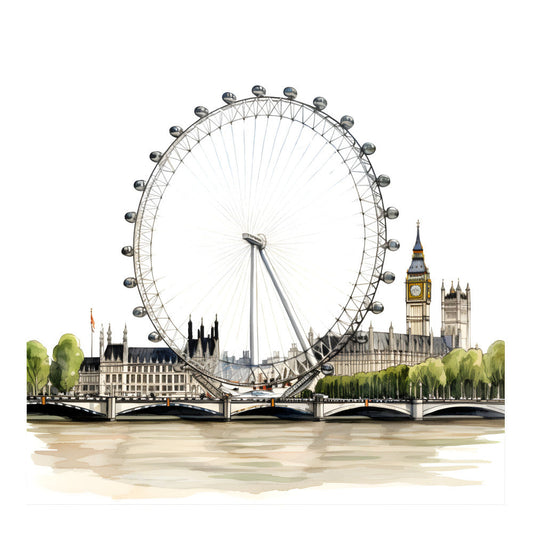 Watercolor Hello London Fabric Panel 16