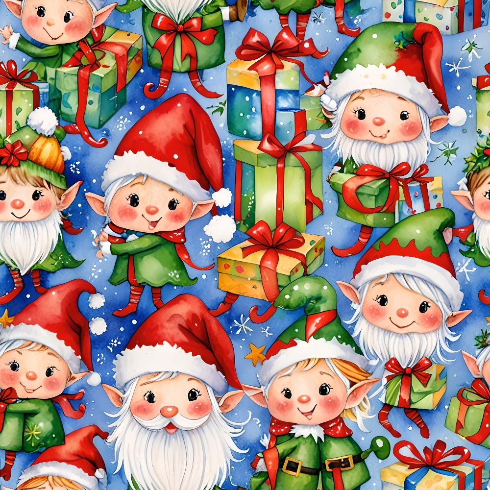 Daily Deal: Christmas Gnomes Pattern 8 Quilting Cotton Fabric - 45" x 1 Yard"