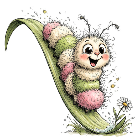 Summer Whimsical Caterpillar Fabric Panel 18