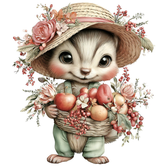 Summer Fruit Basket Animals Fabric Panel 3