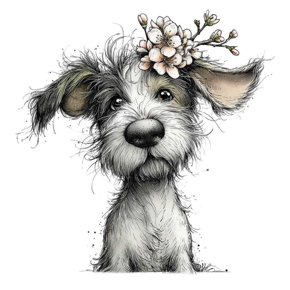 Whimsical Spring Dogs Fabric Panel 47