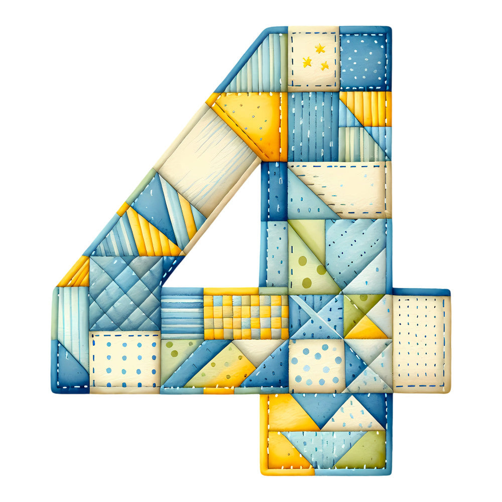 Blue Patchwork Alphabet Fabric Panel 46