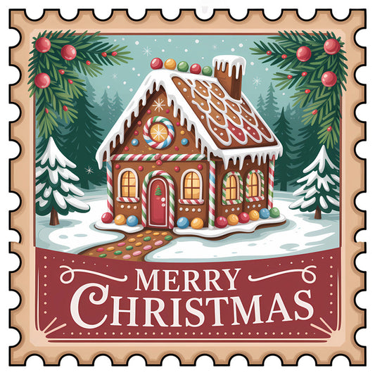 Vintage Christmas Stamps Fabric Panel 40