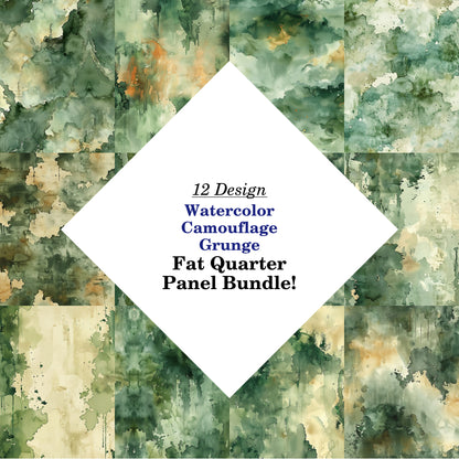 Watercolor Camouflage Grunge Fat Quarter Bundle