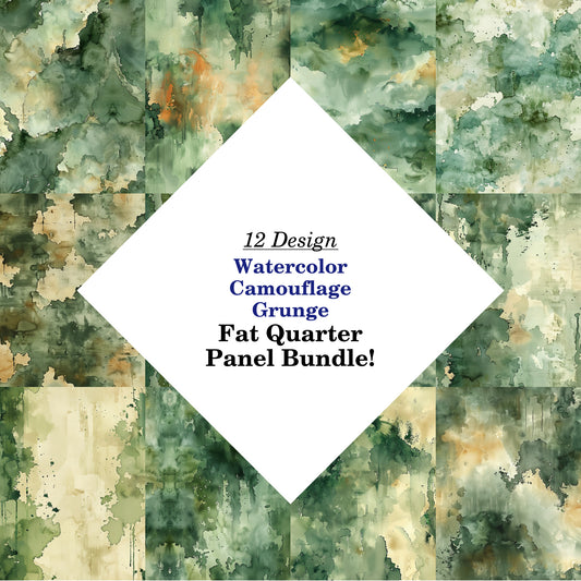 Watercolor Camouflage Grunge Fat Quarter Bundle