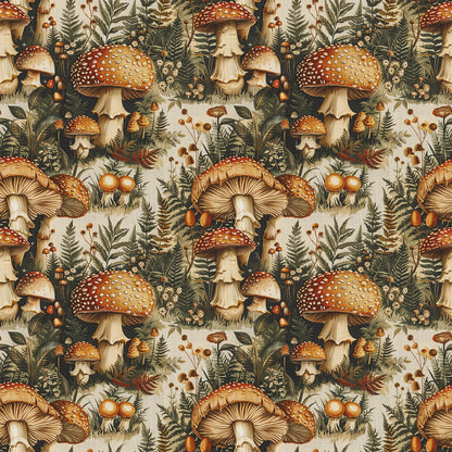 Retro Mushroom Botanical Pattern 7 Quilting Cotton Fabric