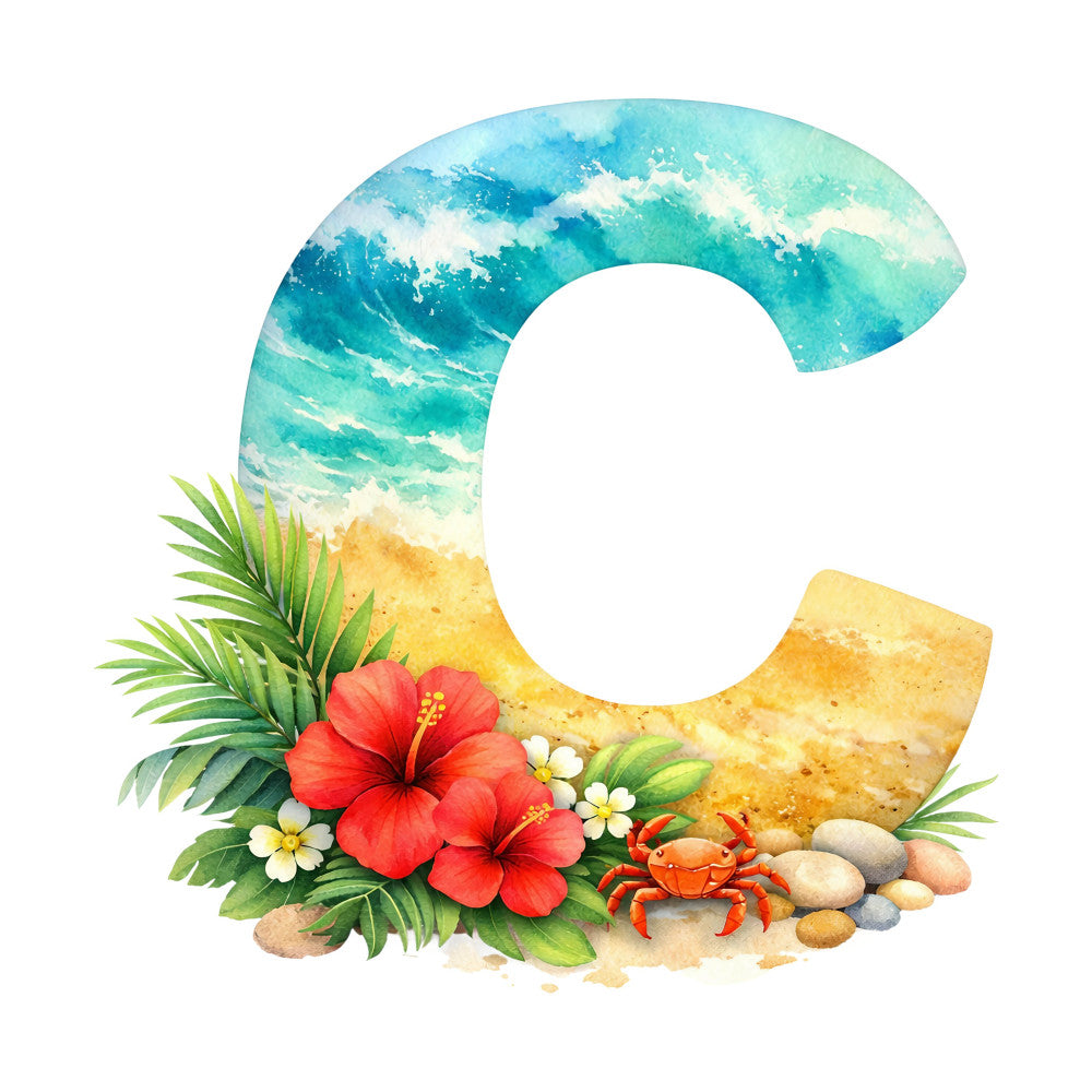 Summer Beach Alphabet Fabric Panel 16