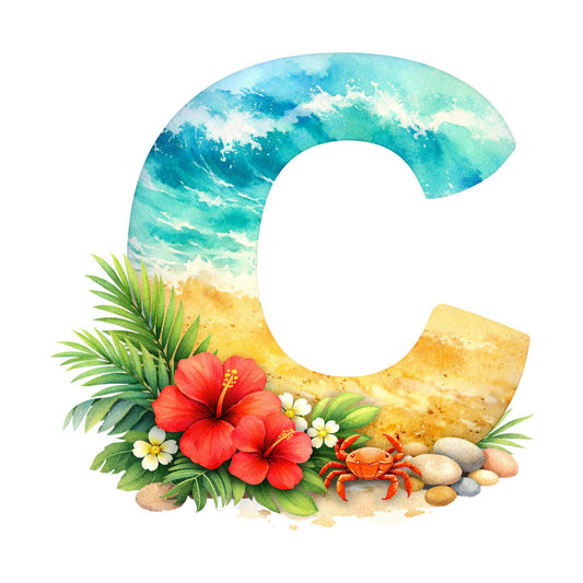 Summer Beach Alphabet Fabric Panel 16