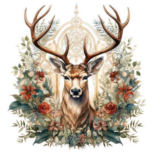 Vintage Deer Head Fabric Panel 7