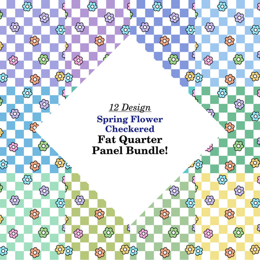 Spring Flower Checkered Fat Quarter Bundle