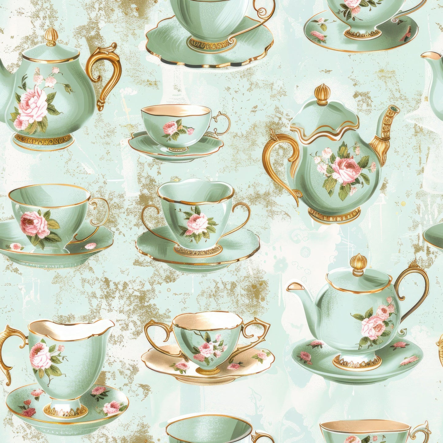 Daily Deal: Whimsical Tea Party Pattern 2 Quilting Cotton Fabric - 45" x 1 Yard"