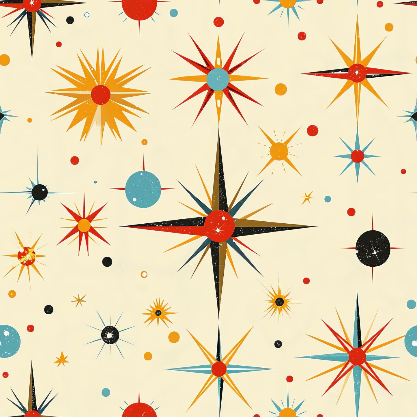 Retro Starburst Pattern 8 Quilting Cotton Fabric