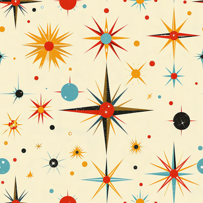 Retro Starburst Pattern 8 Quilting Cotton Fabric