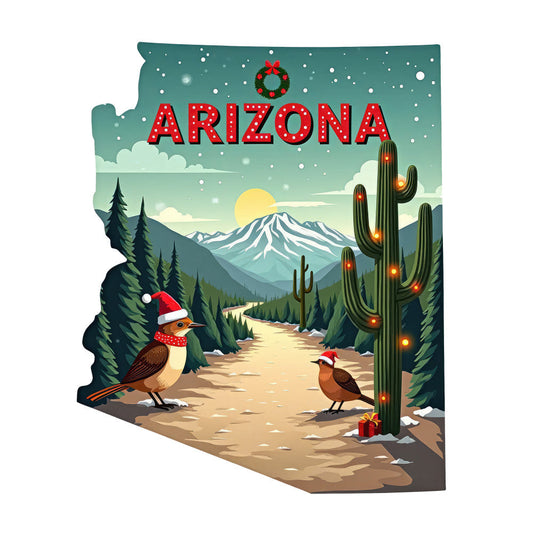 Christmas US States Fabric Panel 48