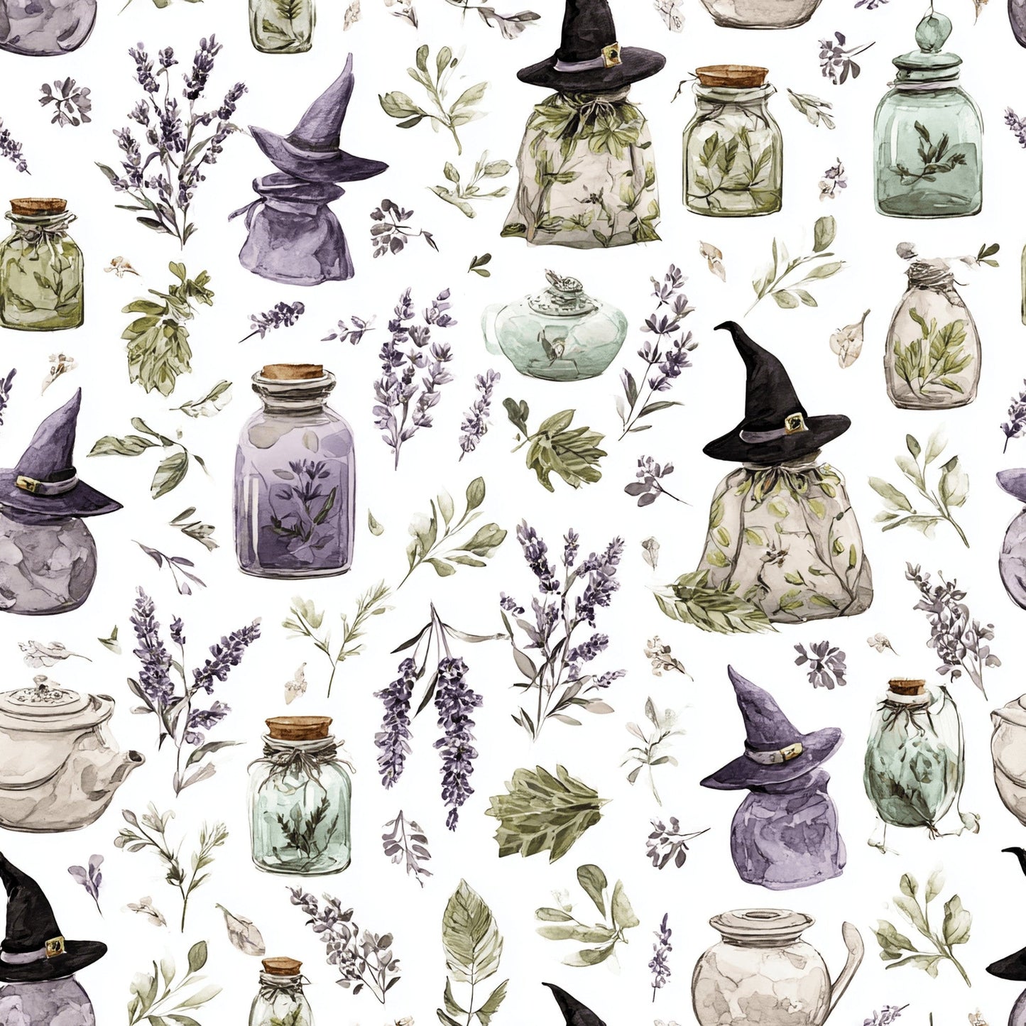 Daily Deal: Herbal Witch Pattern 1 Quilting Cotton Fabric - 45" x 1 Yard"