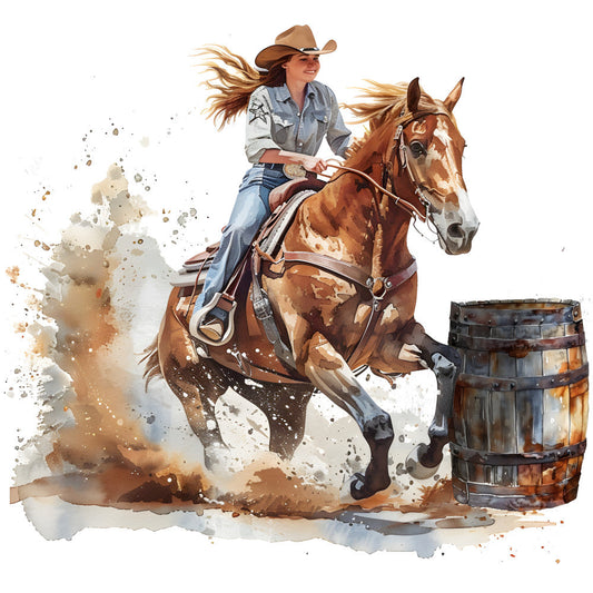 Cowgirls Barrel Racing Fabric Panel 7