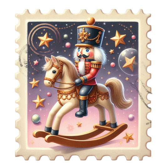 Nutcracker Postage Stamps Fabric Panel 14