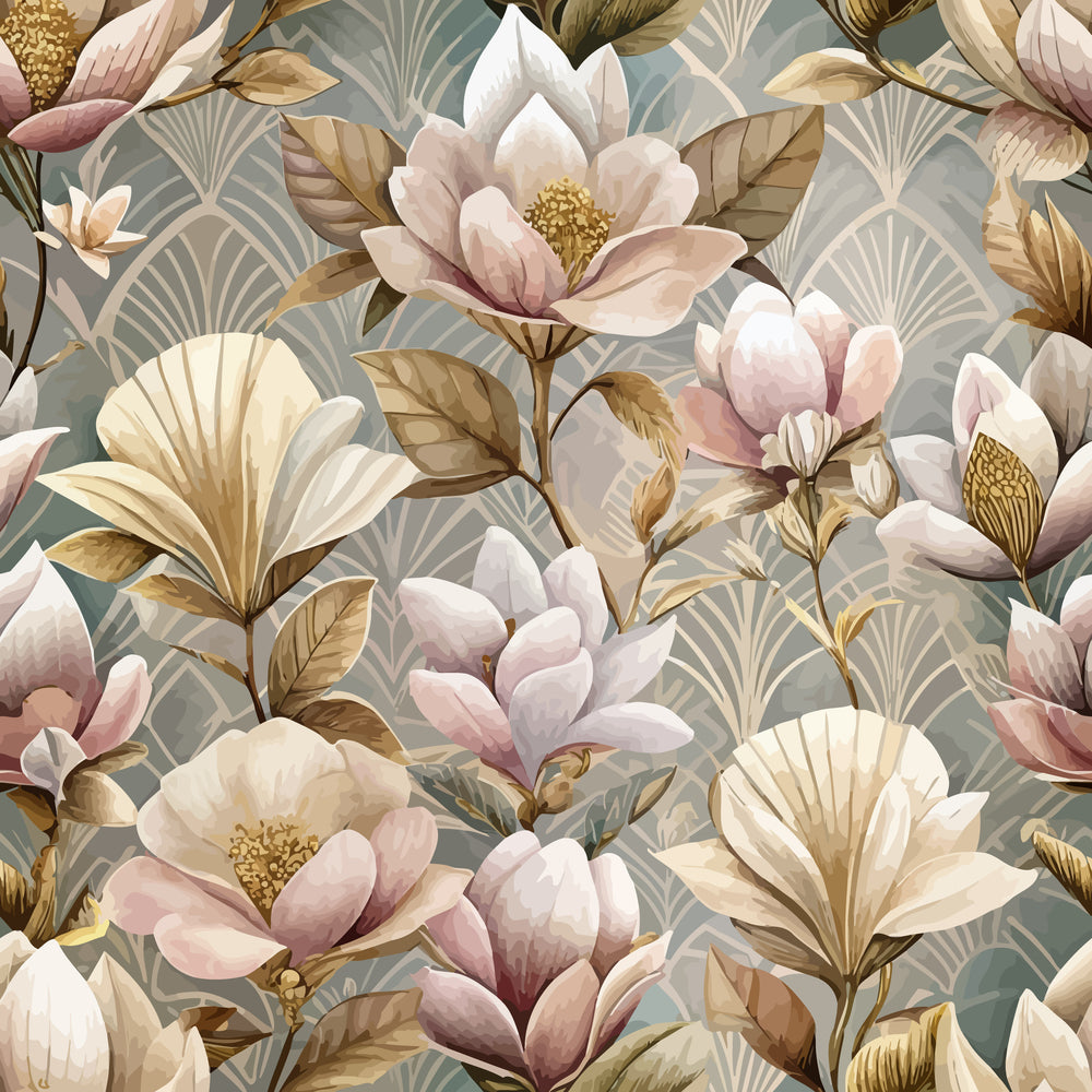 Daily Deal: Art Deco Florals Pattern 20 Quilting Cotton Fabric - 45" x 1 Yard"