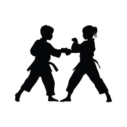Karate Silhouette Fabric Panel 1