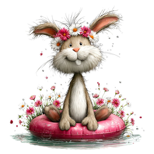 Whimsical Summer Bunny Fabric Panel 38