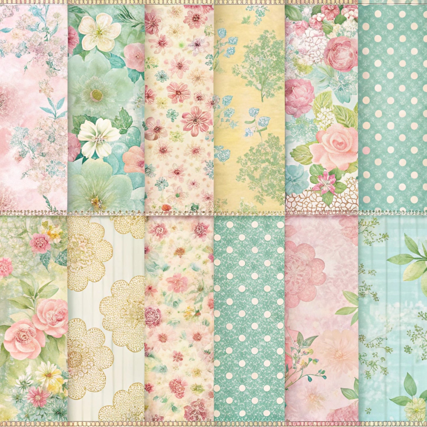 spring florals, patchwork strips, quilting cotton, fabric panel, pastel pink, mint green, soft yellow, cream white, rose patterns, floral motifs, polka dots, vintage flowers, cottage core, feminine design, botanical prints, delicate blooms, shabby chic, romantic style, coordinated fabrics, strip piecing
