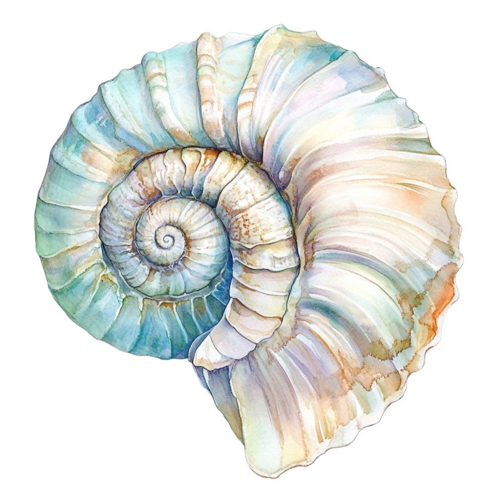Watercolor Sea Shells Fabric Panel 17