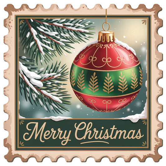 Vintage Christmas Stamps Fabric Panel 8