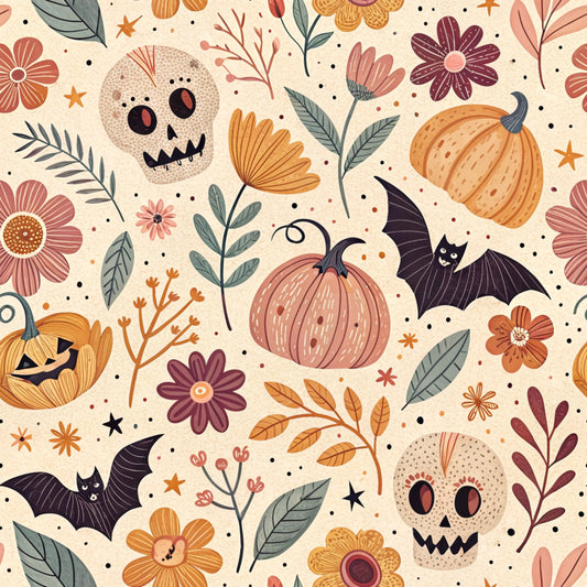 Retro Halloween Pattern 12 Quilting Cotton Fabric