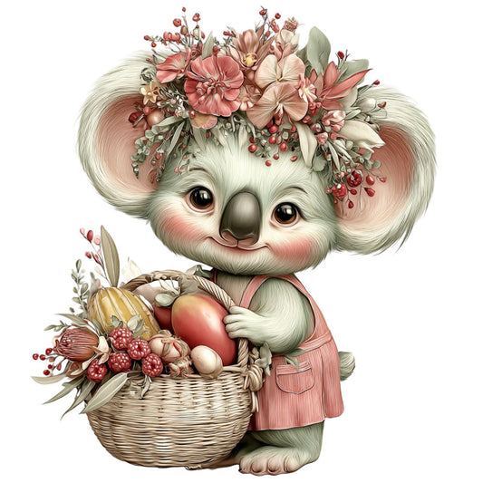 Summer Fruit Basket Animals Fabric Panel 19