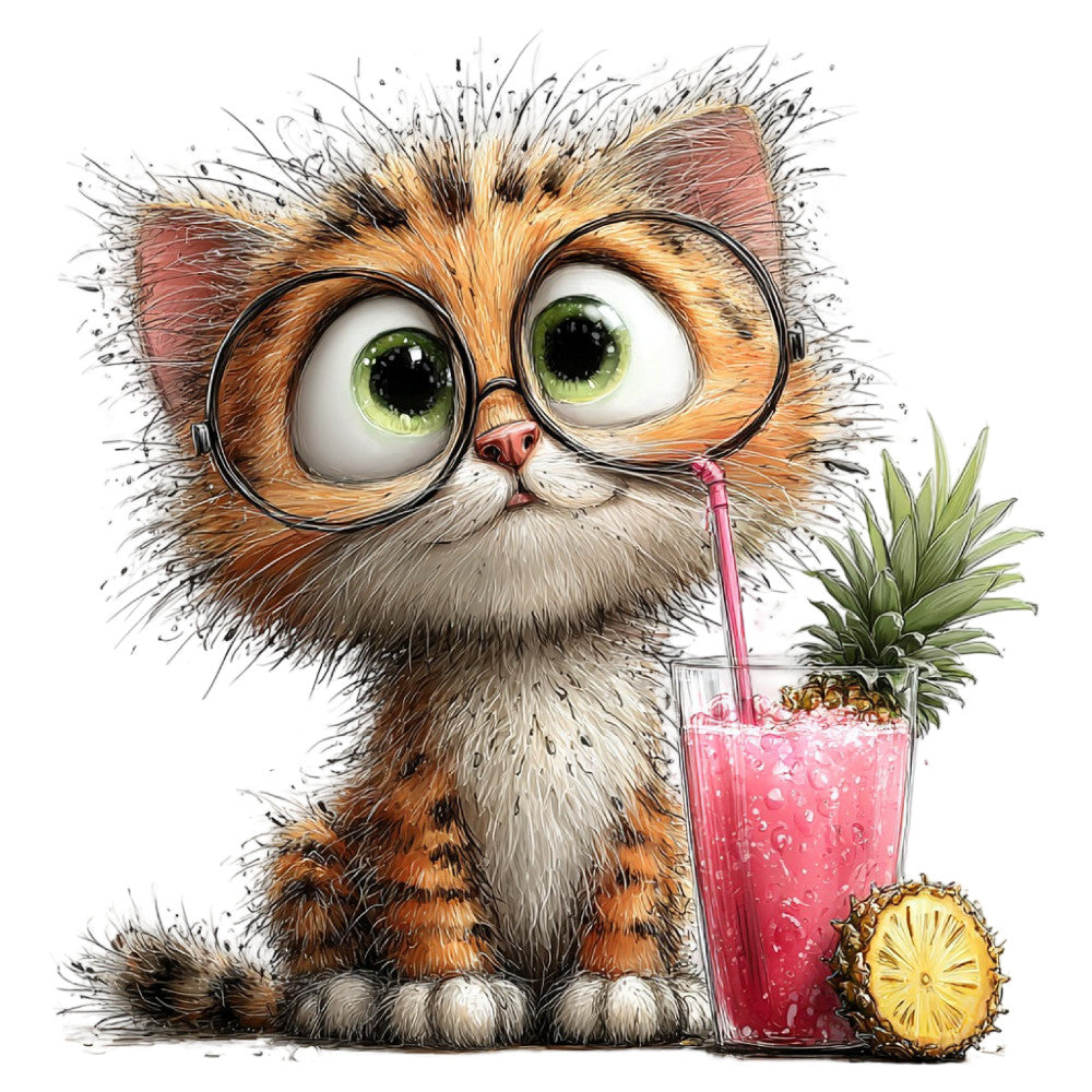 Whimsical Summer Cats Fabric Panel 12