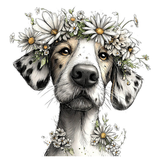 Whimsical Spring Dogs Fabric Panel 5