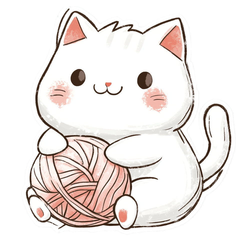 White Kawaii Cat Fabric Panel 10