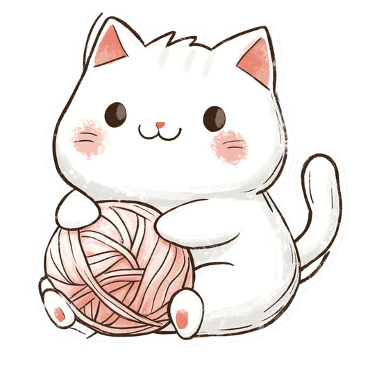 White Kawaii Cat Fabric Panel 10