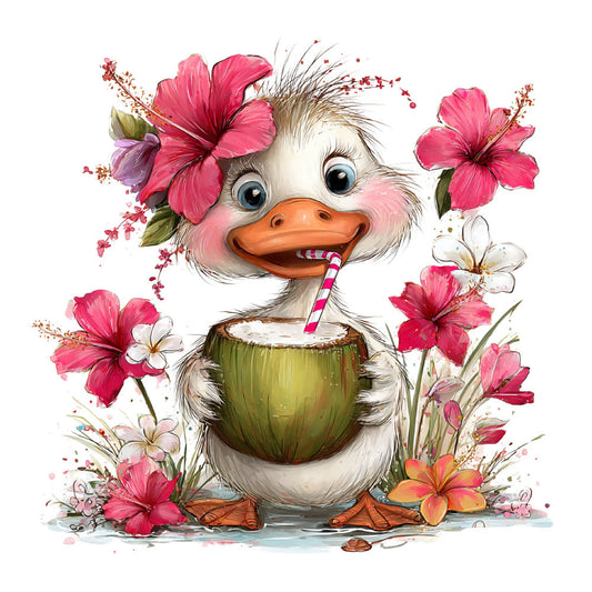 Whimsical Summer Goose Fabric Panel 44