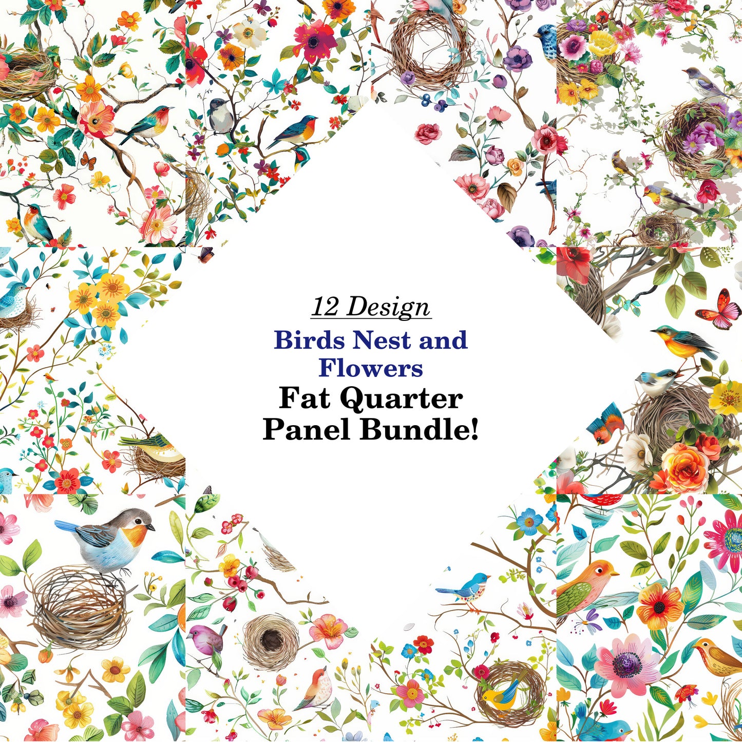 Birds Nest and Flowers Fat Quarter Bundle