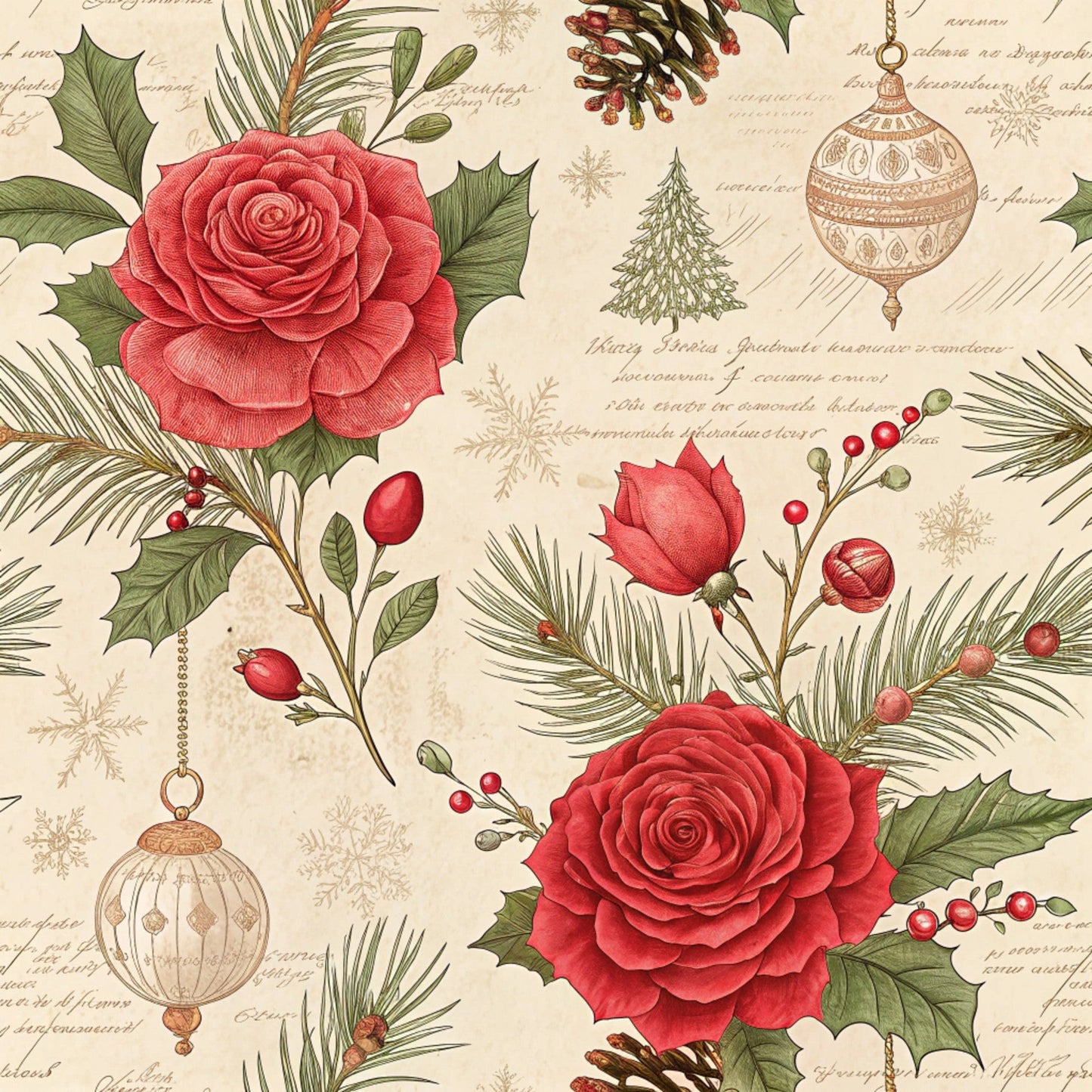 Daily Deal: Christmas in Wonderland Pattern 47 Quilting Cotton Fabric - 45" x 1 Yard"