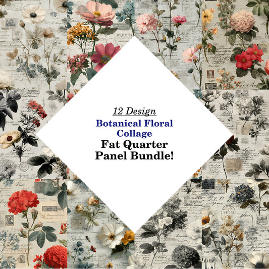 Botanical Floral Collage Fat Quarter Bundle